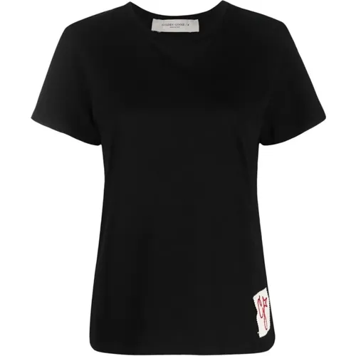 Cotton Logo Crew Neck T-shirt , female, Sizes: XS - Golden Goose - Modalova