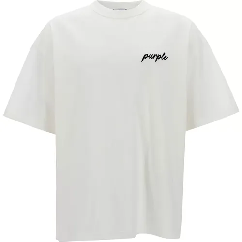 Logo Print T-Shirt und Polo in Weiß , Herren, Größe: M - Purple Brand - Modalova