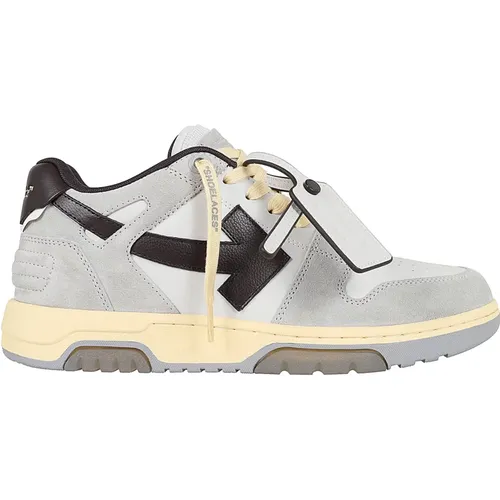 Light Grey Calf Leather Sneakers , male, Sizes: 6 UK, 10 UK - Off White - Modalova