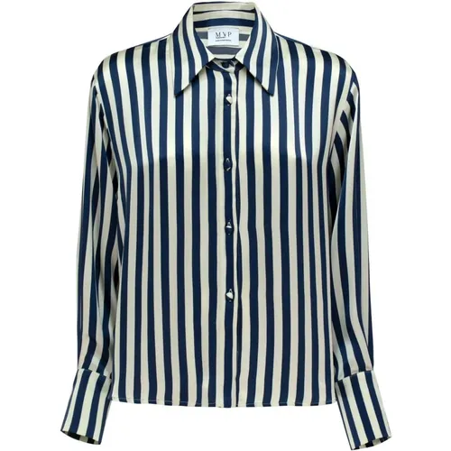 Vertical Stripe Viscose Shirt , female, Sizes: XS, 2XS - MVP wardrobe - Modalova