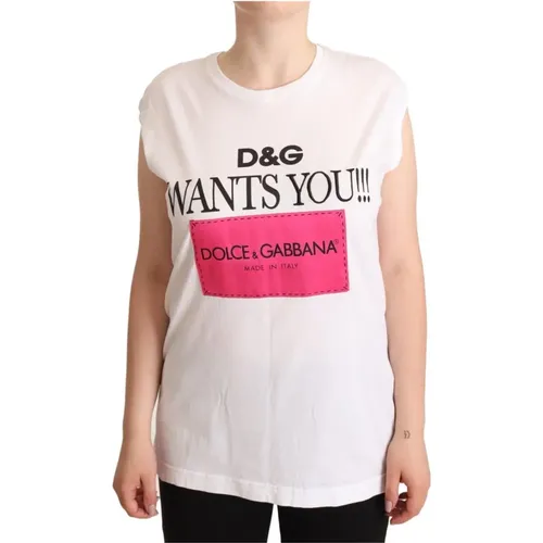 Weißes Logo Print Ärmelloses Tank T-Shirt - Dolce & Gabbana - Modalova