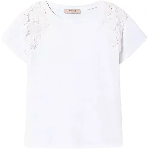 Floral Patch T-Shirt , female, Sizes: S, L - Twinset - Modalova