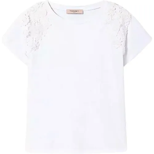 Floral Patch T-Shirt , female, Sizes: S, M, 2XS, XS, L - Twinset - Modalova