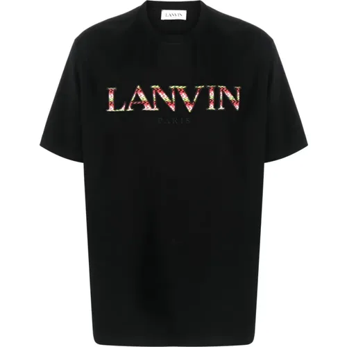 Klassisches Curb Logo T-Shirt,Schwarzes Curb Shirt mit Besticktem Logo - Lanvin - Modalova