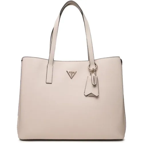 Weiße Einkaufstasche mit Metall-Logo und Reißverschluss , Damen, Größe: ONE Size - Guess - Modalova