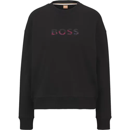 Relaxed Fit Cotton Blend Sweatshirt with Logo , male, Sizes: S, XS, M - Hugo Boss - Modalova