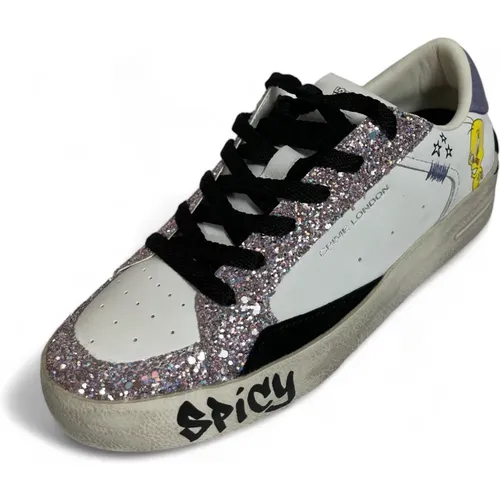 Glitter Comic Sneaker Black- Deluxe , female, Sizes: 7 UK - Crime London - Modalova