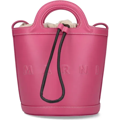 Elegante Rosa Leder Bucket Tasche - Marni - Modalova