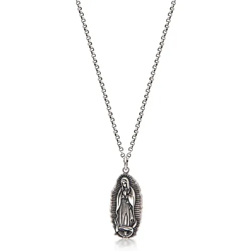 Our Lady of Guadalupe Silver Necklace , male, Sizes: ONE SIZE - Nialaya - Modalova