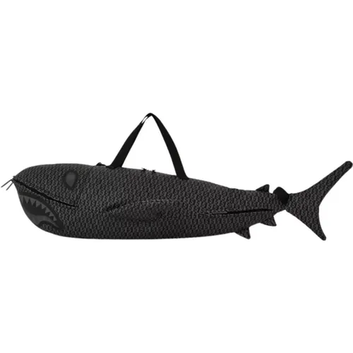 Split Infinity Check Shark-Shaped Duffle Bag , male, Sizes: ONE SIZE - Sprayground - Modalova