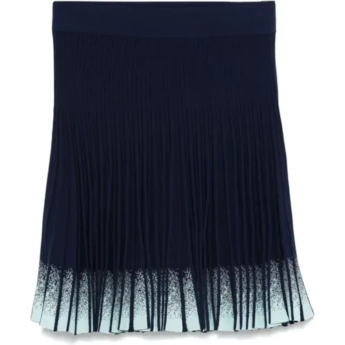 Blaue Gerippte Ombré Rock , Damen, Größe: L - Emporio Armani - Modalova