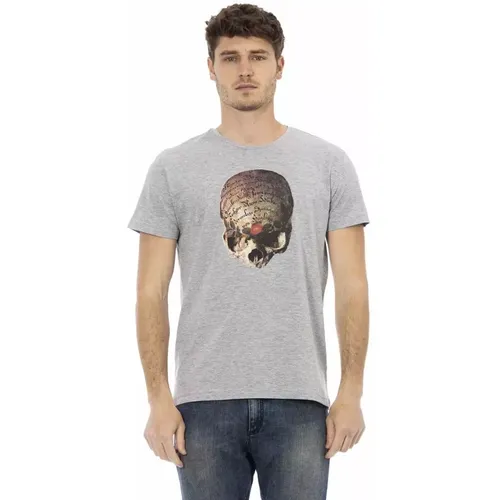 Graues Sommer-T-Shirt mit Frontprint , Herren, Größe: L - Trussardi - Modalova