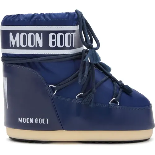 Marineblaue Logo-Print-Stiefel , Damen, Größe: 33 EU - moon boot - Modalova