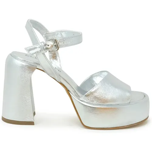 Silver Leather Sandals Ss24 , female, Sizes: 3 UK, 4 UK, 5 UK - Elena Iachi - Modalova