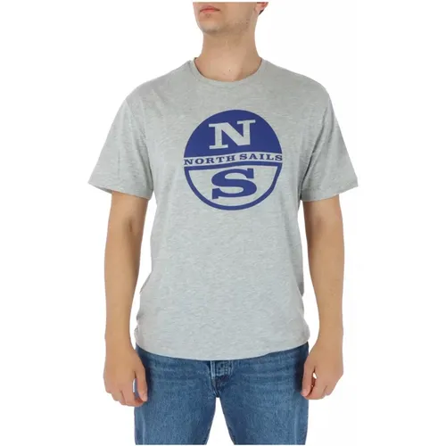 Graues Print T-Shirt , Herren, Größe: L - North Sails - Modalova