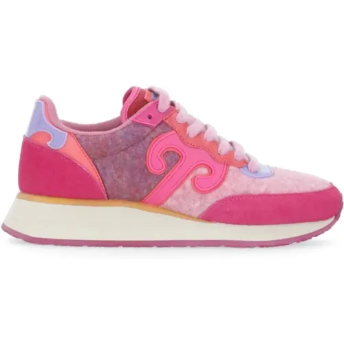 Fuchsia Leder Sneakers mit Woll-Einsatz - Wushu Ruyi - Modalova