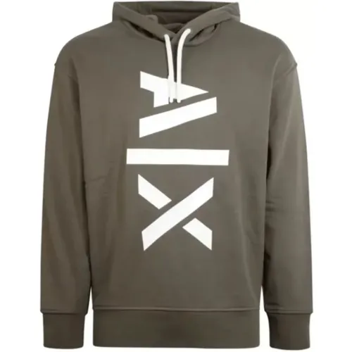 Neuer AX Kapuzenpullover in Khaki , Herren, Größe: L - Armani Exchange - Modalova