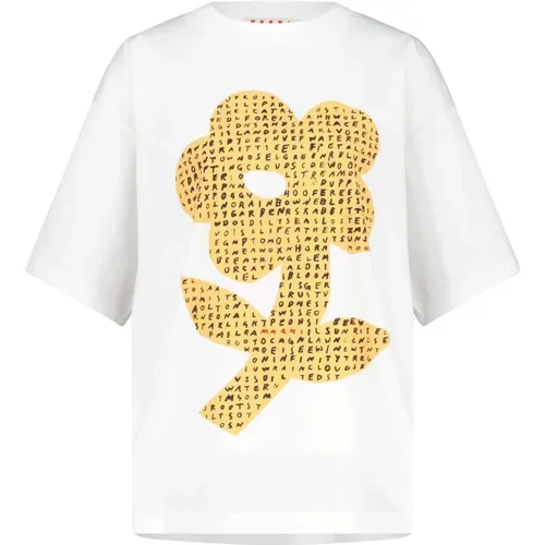 T-Shirt mit Blumenmuster , Damen, Größe: 3XS - Marni - Modalova