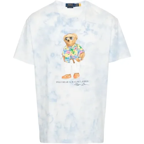 Blaue Tie-Dye Polo Bear T-shirts , Herren, Größe: M - Ralph Lauren - Modalova