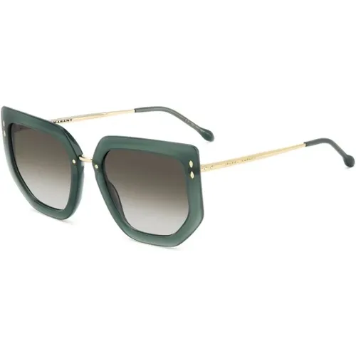 Goldene Sonnenbrille mit grünen getönten Gläsern , Damen, Größe: 55 MM - Isabel marant - Modalova