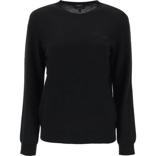 Woll-Crewneck-Pullover mit gesticktem Logo , Damen, Größe: S - A.P.C. - Modalova