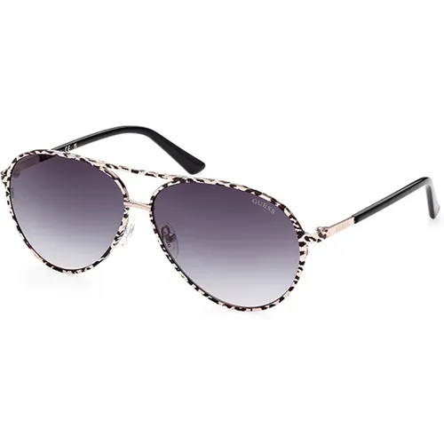 Goldene Brillanz Sonnenbrille mit Grauem Verlauf , Damen, Größe: 60 MM - Guess - Modalova