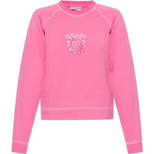 Sweatshirt mit Logo , Damen, Größe: XS - Ganni - Modalova