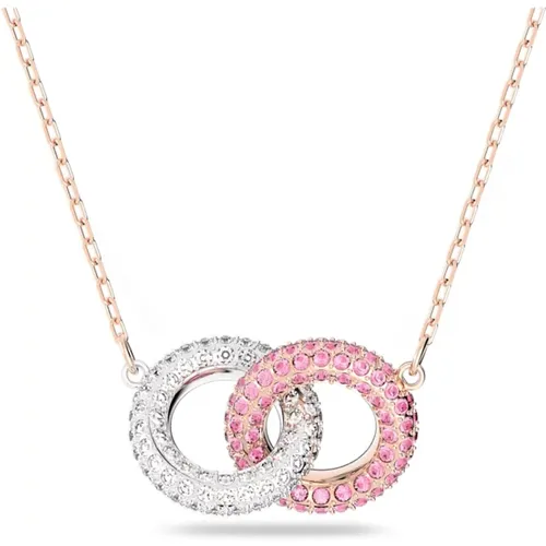 Stone Verflochtene Ringe Halskette, Rosa, Roségold-Legierungsschicht - Swarovski - Modalova