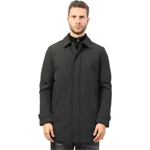 Schwarze Jacke mit Reißverschluss und Hemdkragen , Herren, Größe: 2XL - Suns - Modalova