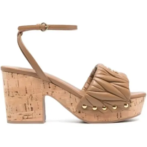 Quilted Logo Sandals , female, Sizes: 7 UK, 7 1/2 UK, 8 UK, 6 1/2 UK - Miu Miu - Modalova