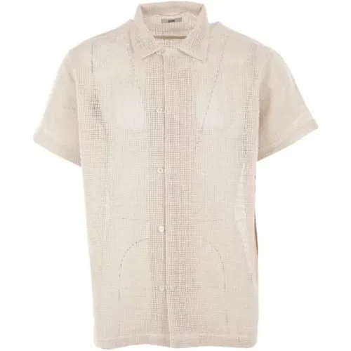 Cotton Mesh Short Sleeve Shirt , male, Sizes: M/L, S/M - Bode - Modalova