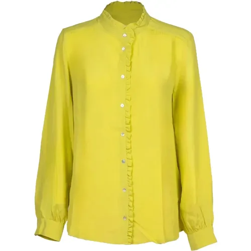 Duck Ruffle Silk Shirt , female, Sizes: M, XS, S, L - Iblues - Modalova
