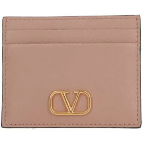 Signature VLogo Leather Card Holder , female, Sizes: ONE SIZE - Valentino Garavani - Modalova