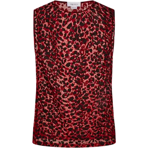 Rotes Leoparden Tanktop Aw24 , Damen, Größe: XS - alexander mcqueen - Modalova