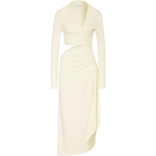 Off , V-neck Draped Dress , female, Sizes: 2XS, XS - Off White - Modalova