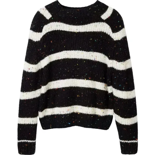 Oversized Striped Sweater with Multicolored Details , female, Sizes: XL, L - Desigual - Modalova