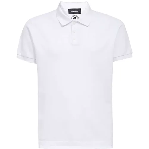 Baumwoll-Poloshirt Gerippter Kragen Logo - Dsquared2 - Modalova