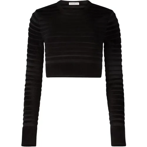 Schwarzes Tonal Gestreiftes Cropped Top - Nina Ricci - Modalova