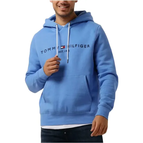 Blaue Logo Hoody Lässige Kapuzenpullover , Herren, Größe: S - Tommy Hilfiger - Modalova