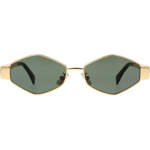 Polygonale Goldene Metallsonnenbrille , unisex, Größe: 54 MM - CELINE - Modalova