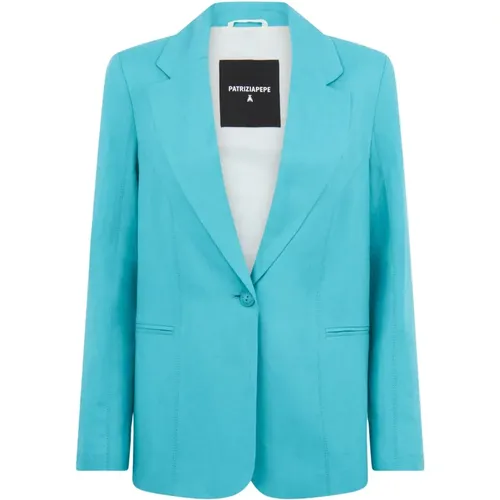 Turquoise Blazer, Single-Breasted, Button Closure , female, Sizes: L, XS, 2XS, M, S - PATRIZIA PEPE - Modalova