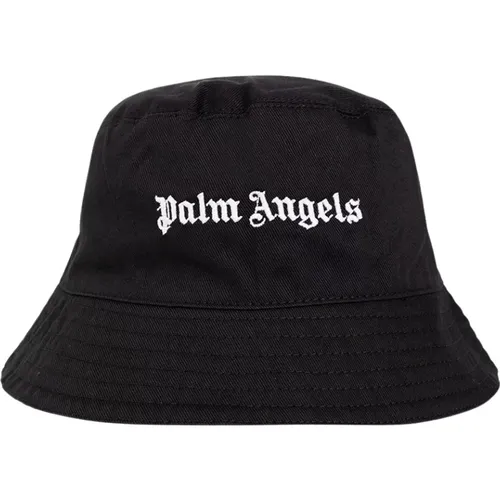 Logo-Muster Schwarzer Bucket Hat - Palm Angels - Modalova