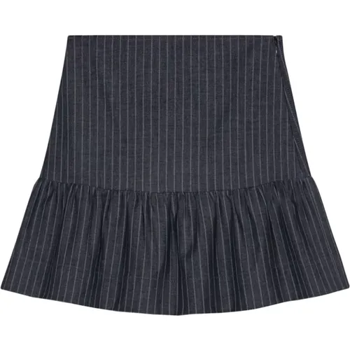 Pinstripe Flounce Mini Skirt , female, Sizes: M, XS, S - Ganni - Modalova