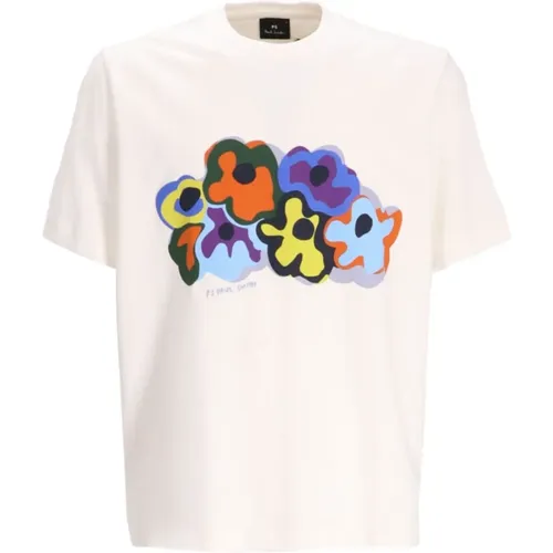 Weißes Bedrucktes Baumwoll-T-Shirt , Herren, Größe: 2XL - PS By Paul Smith - Modalova