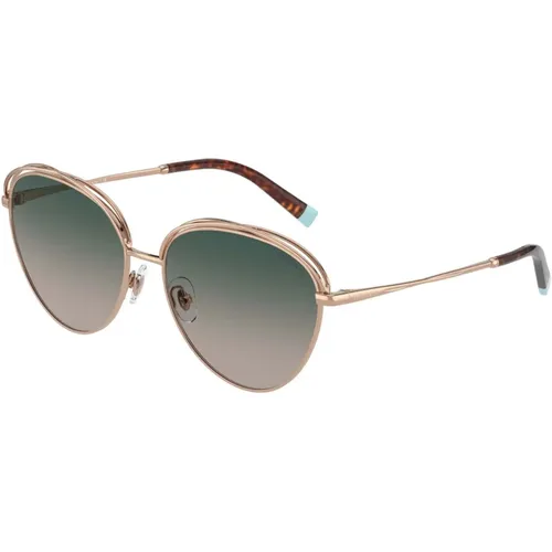 Rose Gold/Green Shaded Sunglasses , female, Sizes: 58 MM - Tiffany - Modalova