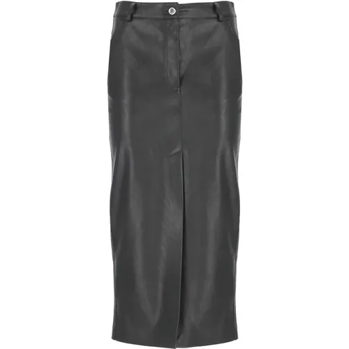 Synthetic Leather Skirt with Slit Pockets , female, Sizes: M - pinko - Modalova