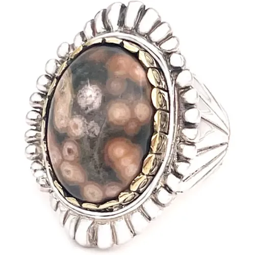 Ocean Jasper Silver Ring , unisex, Sizes: 58 MM - Jalan Jalan - Modalova