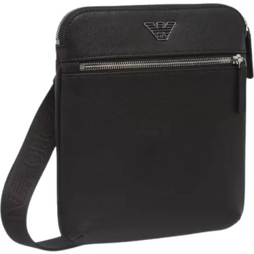 E Leder Crossbody Tasche mit Metall Adler Logo - Emporio Armani - Modalova