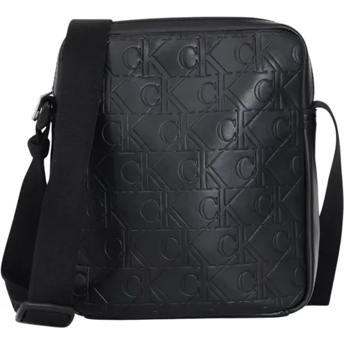 Schwarze Monogram Soft Reporter Tasche mit Verstellbarem Riemen - Calvin Klein - Modalova