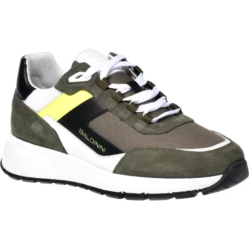 Sneaker in olive green and white suede , male, Sizes: 8 UK, 7 UK, 11 UK, 10 UK, 5 UK, 8 1/2 UK, 6 UK, 9 UK, 9 1/2 UK - Baldinini - Modalova